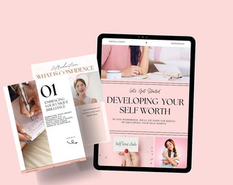 Self-Worth Workbook | Self Love Healing Journal | Digital Products | Journal Prompts | Mental Health Journal | Self Acceptance Workbook |