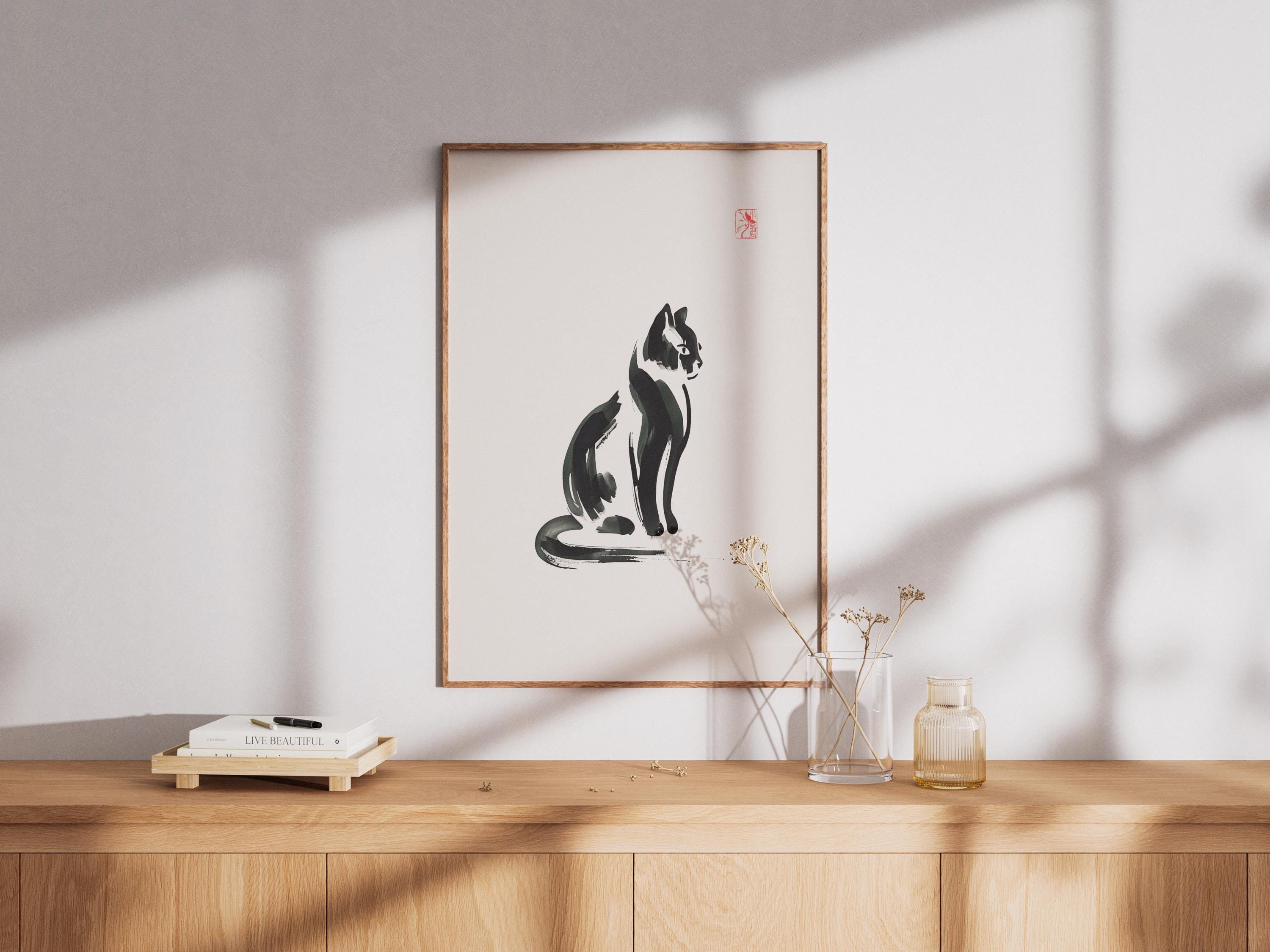 Japanese Matsumoto Hoji Cat (digitial) Set of 3, Vintage Cat Woodblock ...