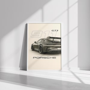 Porsche 911 GT3 RS Poster – Racing Car Wall Art – Sports Car Print – Man Cave Decor – Modern Automotive Art & Father&#39;s Day Gift