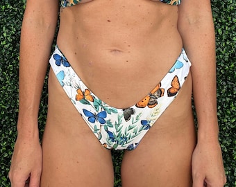 Retro Cheeky Black Bikini Bottom, Jungle Skimpy Surf Thong, Laguna Bikini Bottom, Wild Butterflies, Salty Kiss leopard Print Bikini Bottom