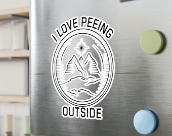 I love peeing outside camping sticker, mountain range laptop stickers, computer stickers, water bottle sticker, car stickers, funny outdoor