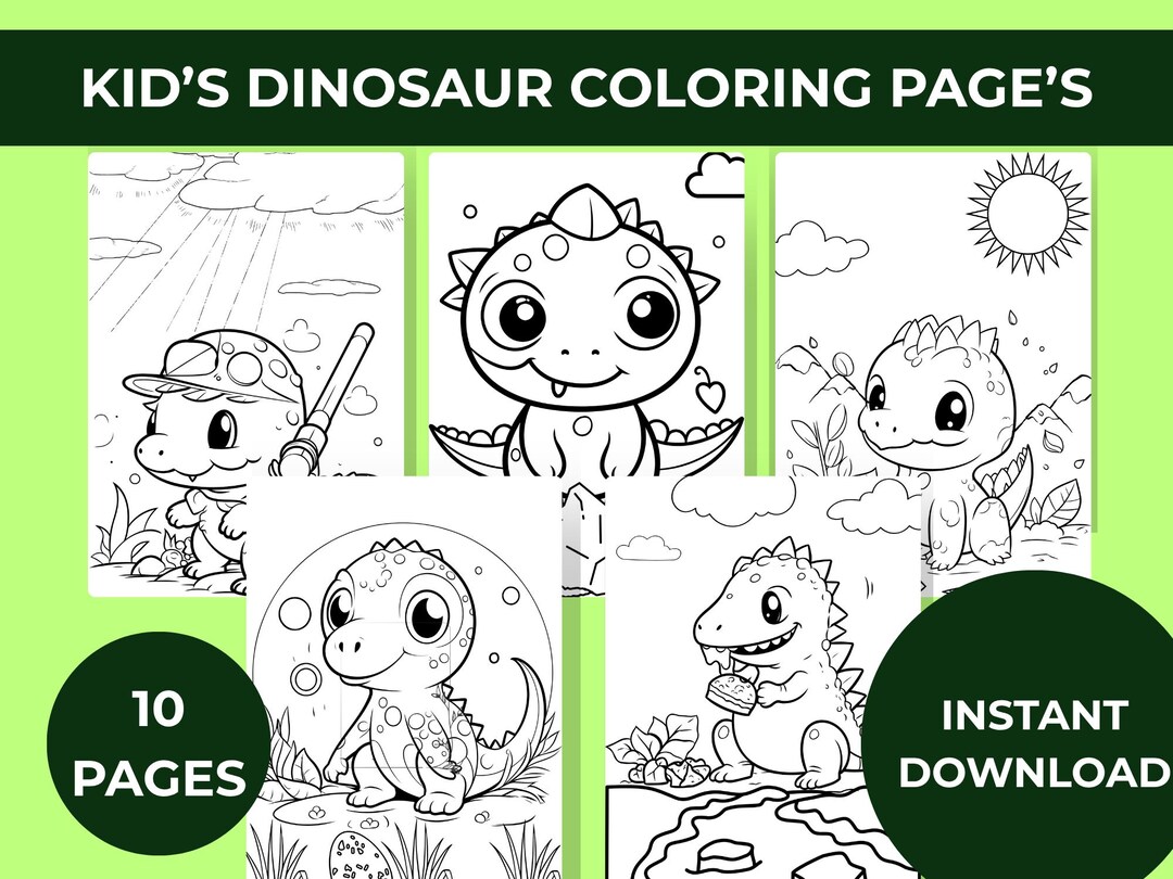 Kids Coloring Pages, Dinosaur Fun Activity Sheets, Printable & Editable ...