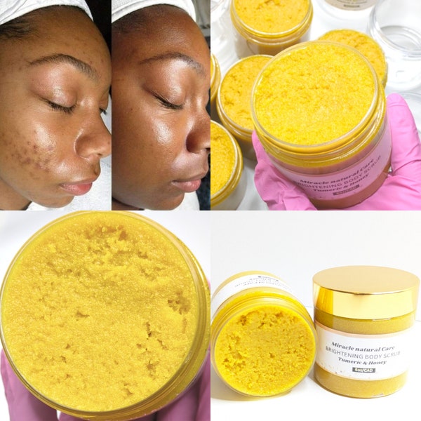 Tumeric & Honey Scrub, Brightening Face Scrub, Dark spots Eraser, Even skin tone, Glowing skin, Exfoliator, Brighter skin, Tumeric Honey