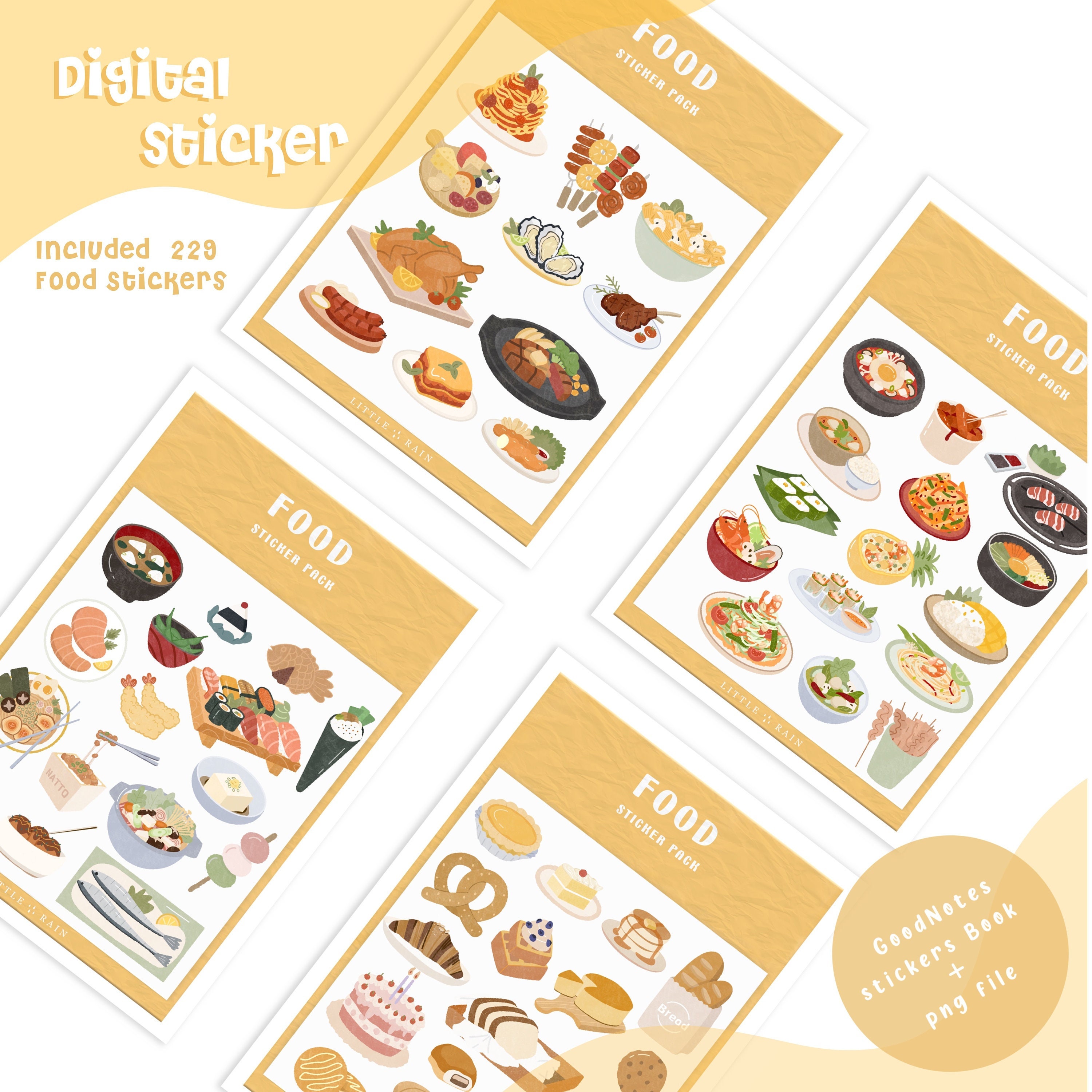 Cute Food Stickers, Decorative Stickers, Planner Stickers, Diary