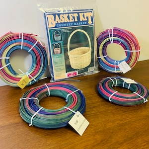Space Dyed Reed 1/4&quot; & 1/2&quot; Coils, Country Garden and Pastel Rainbow Colored Reed, New Combo Options With Easter Basket Kit, DIY Craft Ideas