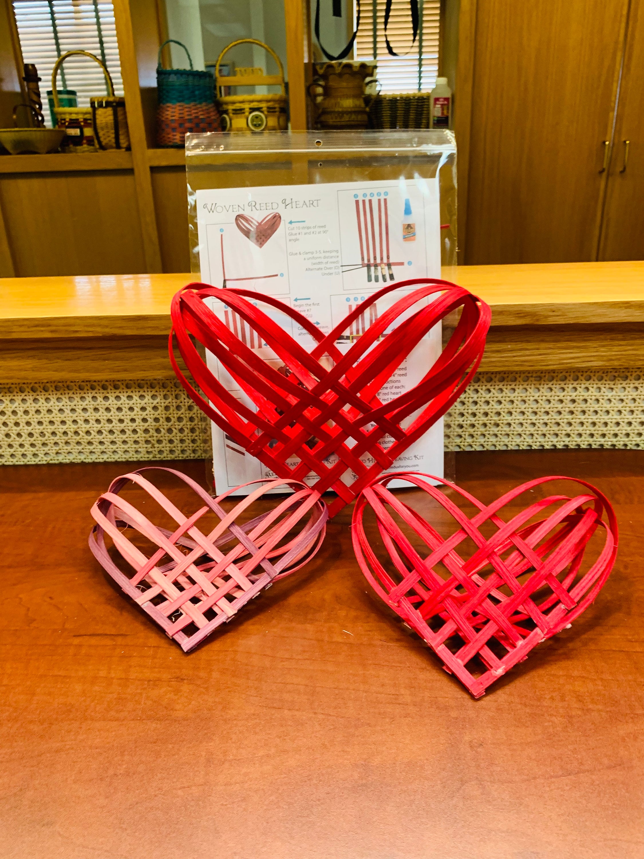 Woven Reed Heart Kit Flat Reed Weaving Kit Valentines Day Hearts DIY
