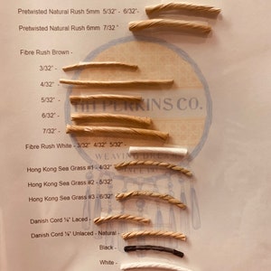 Productvoorbeeldkaarten - Gesneden met werkelijke materialen - Ronde materialenkaart, rietband, strengriet, schudband, rietspline - echt monster