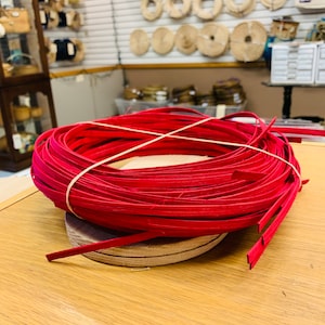 Pre Dyed Red Flat Reed 4oz & 8oz Coils - 1/4" and 3/8" Widths - Basket Weaving and DIY Craft Supplies  - Colored Reeds - Rattan - Farmhouse