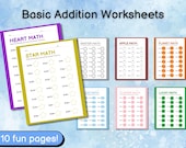 Fun Addition Math Worksheets, Printable Math Practice for Kids, Homeschool and Classroom Activity, Engaging Math