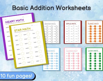 Fun Addition Math Worksheets, Printable Math Practice for Kids, Homeschool and Classroom Activity, Engaging Math