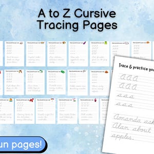 A to Z Cursive Tracing Worksheets, Learn Cursive Alphabet, Printable Handwriting Practice, Practice Writing