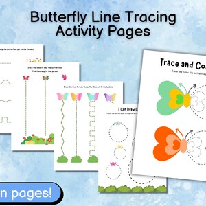 Line Tracing Worksheets, Fun Butterfly Printable Tracing for Kids, Preschool Fine Motor Skills
