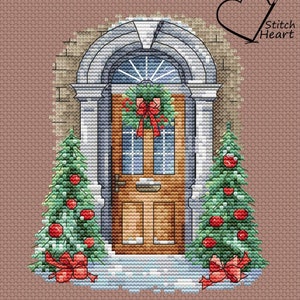 Christmas scheme for cross-stitching &quot;Waiting for the holiday&quot;, Cross-stitch pattern, Christmas cross stitch pattern.