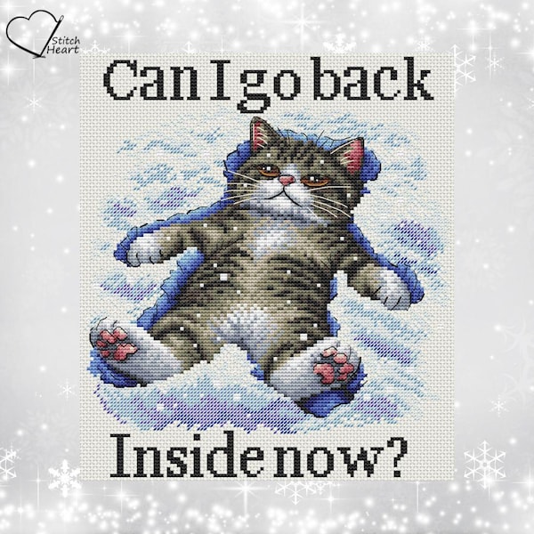 Winter Haters Cat Cross Stitch Pattern: Funny Cozy Embroidery (Digital Download)