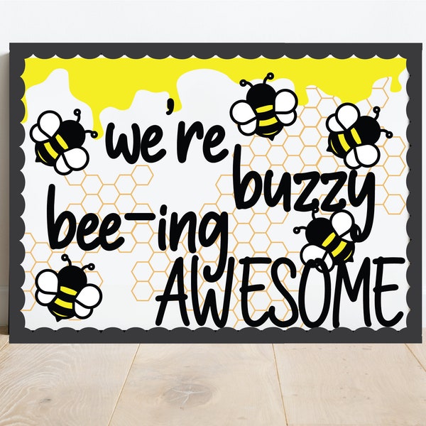 Bee Theme Printable/SVG Bulletin Board/Classroom Door Display Kit, Teacher Bulletin Board, Teacher Décor, Cricut, Print, Growth Mindset