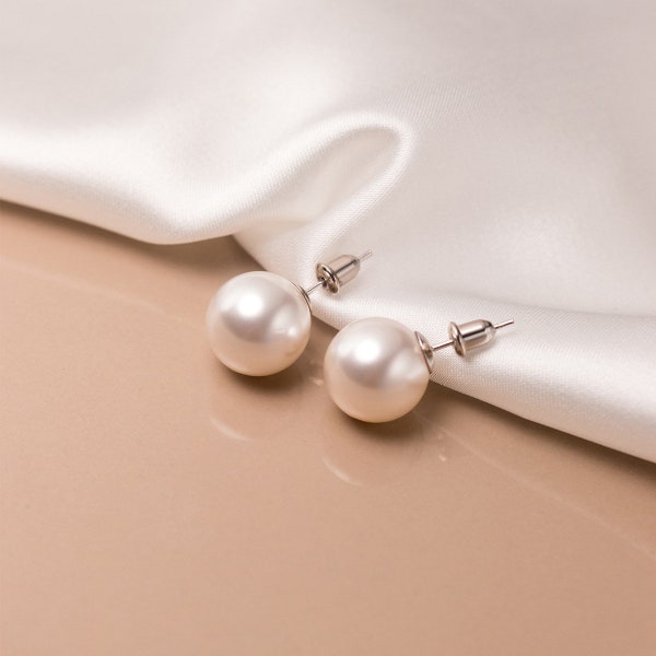 Japanese Akoya Cultured Pearls Studs Earring AAA 5mm-10mm For Wedding Studs Earring , 925 Silver Earrings setting  Pearl Jewelry