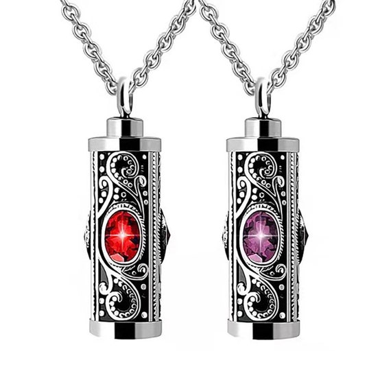 Birthstone Memorial Necklace for Ashes Urn Necklace Vintage