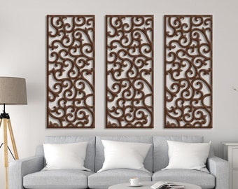 Aesthetic Room Wood Art Wall Decor, Woodworking Art Set, Laser Cut Office Hanging Panel, 2-3 Panel Furniture And Decor Ornament Wood Gallery