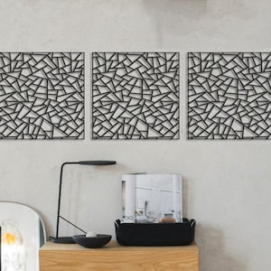Modern Decorative Wooden Wall Decor, Geometric Rustic Wood art, Large Triptych Living Room Set, Custom Wooden Wall Panel House Boho Wall Art