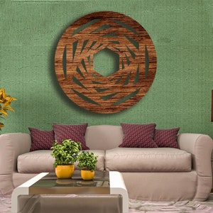 3D Aesthetic Livingroom Round Wood Art Decor, Unique Modern Decorative Set  Wooden Wall Artwork, Large Panel Hangings, Home Gift Laser Cut