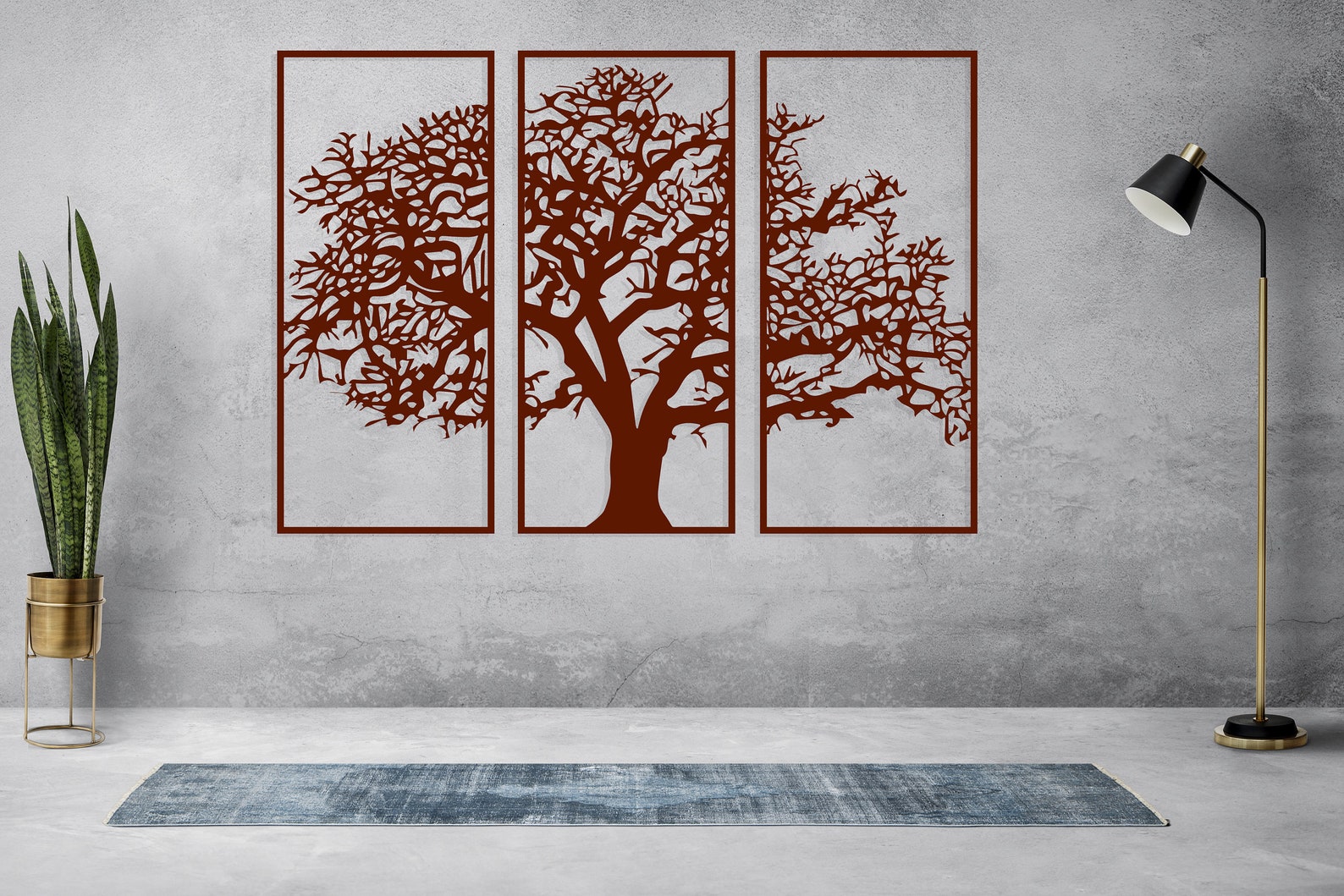 Tree Wall Wood Decor, Chic Living Room Decor, Set of 3 Wooden Wall ...