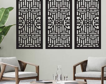 Geometric Wood Wall Art Panels: Modern Black Decor, Set of 3