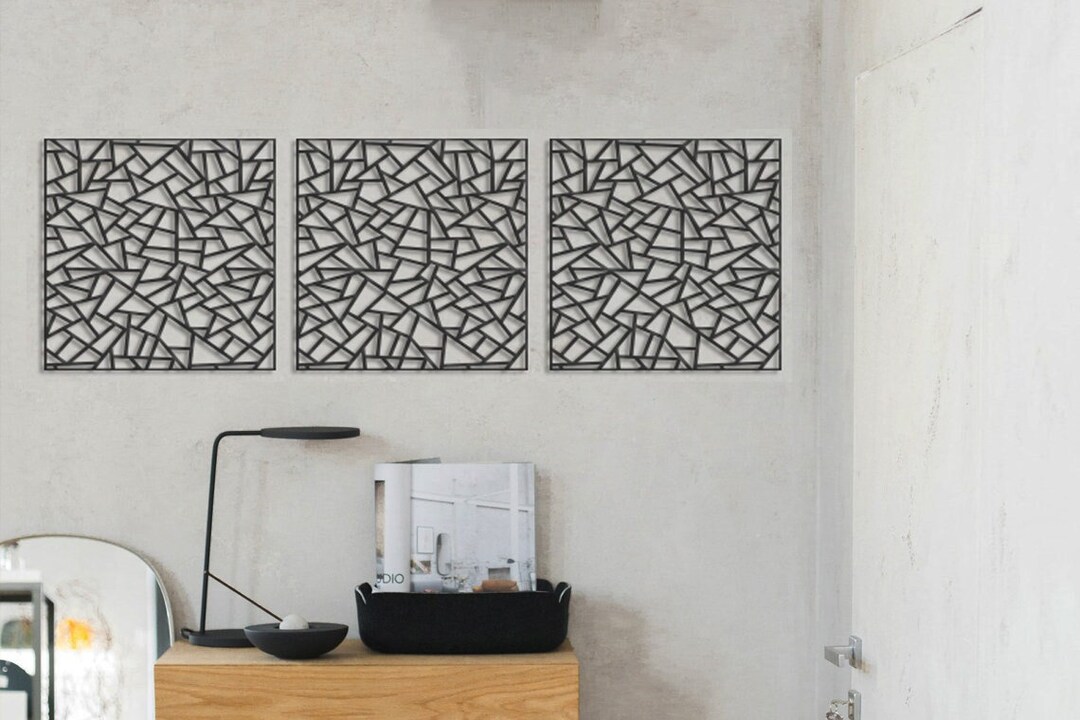 Geometric Wood Wall Art: Modern Triptych Panel Set - Etsy