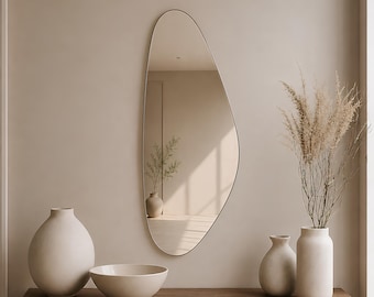 Frameless Irregular Mirror | Organic Asymmetrical Wall Modern Bathroom Contemporary Vanity Minimalist
