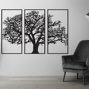 Tree Wall Wood Decor, Chic Living Room Decor, Set of 3 Wooden Wall Decor, Tree Of Life Unique Design Artwork, Modern Wall Decor, Lazer Cut