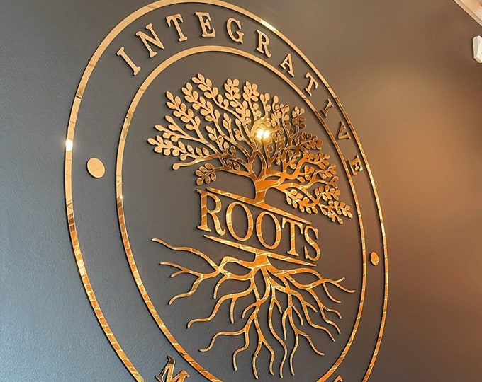 Custom Laser Cut Logo Sign,Lobby Sign, Office Decor, Office Sign for Wall, Office Wall Decor, Brushed Metal Logo, Brushed metal on Pvc