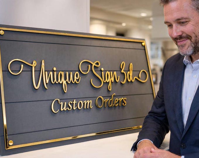 Custom Laser Cut, Clinic Sign, Sign with Raised 3D Design, Business Letter, Eye Doctor Lobby Signage, Reception Logo, Brushed Metal Logo