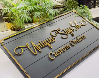 Custom Laser Cut, Clinic Sign, Sign with Raised 3D Design, Business Letter, Eye Doctor Lobby Signage, Reception Logo, Brushed Metal Logo