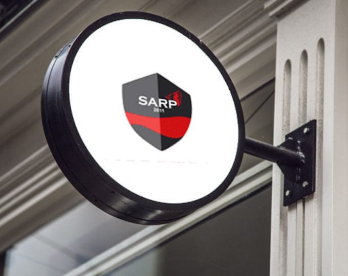 Double Sided Custom Round Exterior Circle Sign and Illuminated Round Light Box, Blade signage, Embossing Logo Bussines Cafe Logo Sign