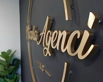 Metal Signage Custom Logo Stainless Steel Laser Cut Signboard Custom Laser Cut Logo Brushed Metal Logo Reception Sign Office Wall Logo Gift