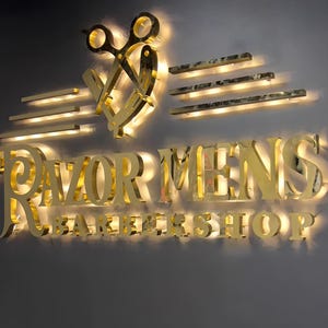 Letrero retroiluminado personalizado, letrero para negocios, letrero iluminado personalizable, logotipo de metal, letrero LED personalizado para exteriores, letrero con letras 3D de acero inoxidable