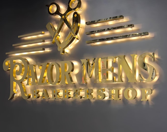 Custom Backlit Sign, Sign for Business, Customizable Illuminated Sign, Metal Logo, Outdoor Custom Led Sign, Stainless Steel 3D Letter Sign