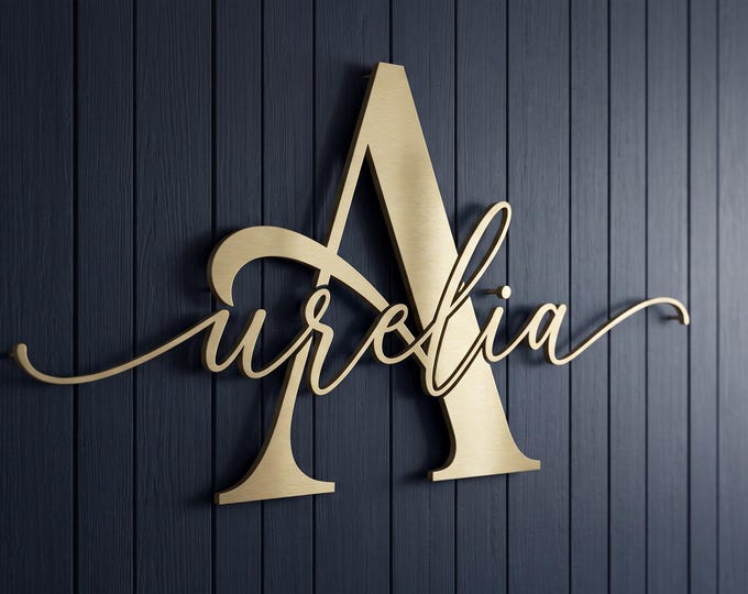 Custom Laser Cut, Clinic Sign, Sign with Raised 3D Design, Business Letter, Eye Doctor Lobby Signage, Reception Logo, Brushed Metal Logo