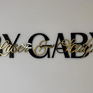 Custom Laser Cut, Clinic Sign, Sign with Raised 3D Design, Business Letter, Eye Doctor Lobby Signage, Reception Logo, Brushed Metal Logo