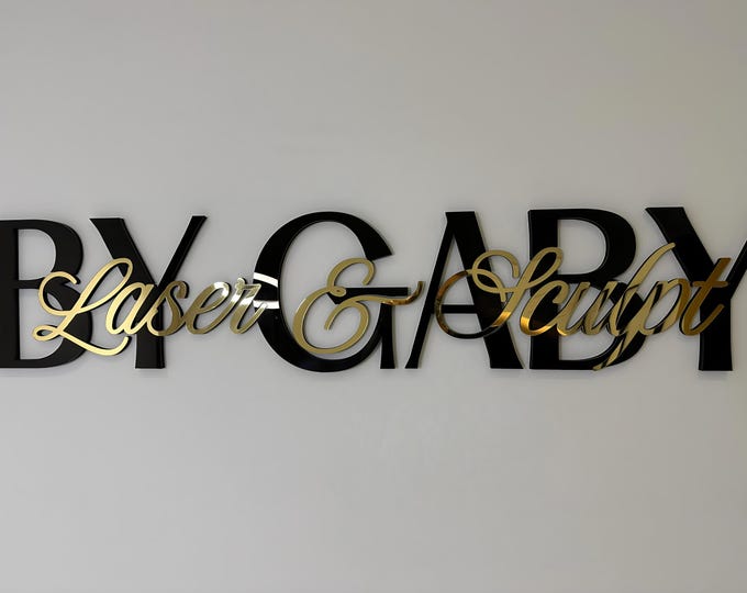 Custom Laser Cut, Clinic Sign, Sign with Raised 3D Design, Business Letter, Eye Doctor Lobby Signage, Reception Logo, Brushed Metal Logo