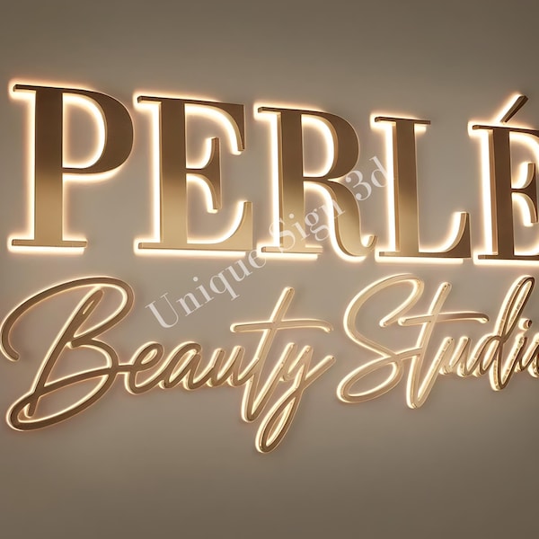 Backlit Logo Sign, Beauty Salon Sign, 3D Business Sign, Business Signboard, Custom Laser Cut, Logo With Raised 3D Design, Dentist Signage