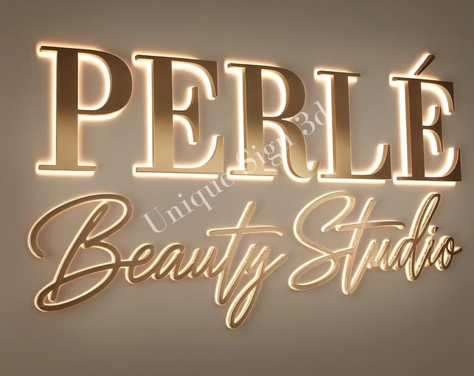 Backlit Logo Sign, Beauty Salon Sign, 3D Business Sign, Business Signboard, Custom Laser Cut, Logo With Raised 3D Design, Dentist Signage