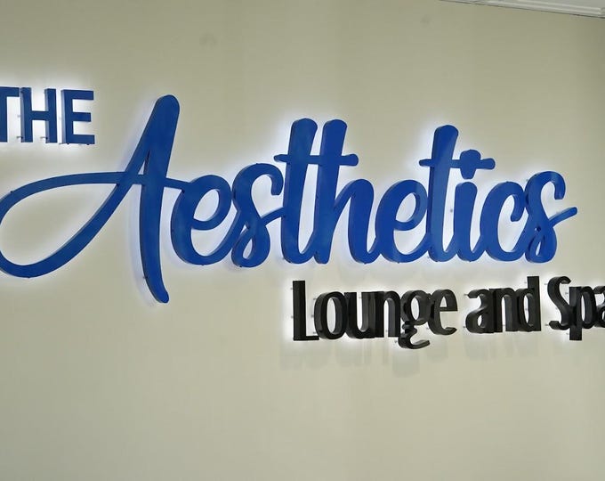 Outdoor Business Custom Led Sign, Backlit Stainless Steel 3D Letter Sign Storefront Illuminated Company Logo Words Signage, Outdoor Logo