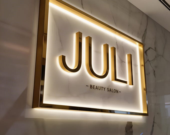 Backlit Sign Backlit Metal Sign, Backlit Letters, Backlit Logo Sign, Custom Sign, Setal Backlit 3d Business Sign, Name Sign, Storefront Sign