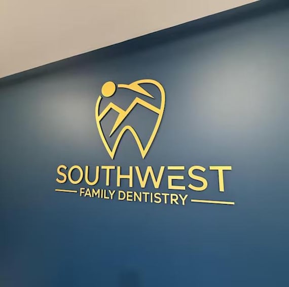 Lobby Sign, Office Decor, Office Sign for Wall, Office Wall Decor, Brushed Metal Logo, Custom Laser Cut Logo Sign, Indoor sign, Logo Gift