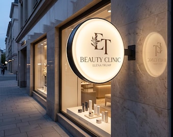 Blade Sign, Double Sided Custom Round Exterior Circle Sign and Illuminated Round Light Box, Blade signage, Embossing Logo Bussines Cafe Sign