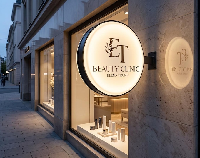 Blade Sign, Double Sided Custom Round Exterior Circle Sign and Illuminated Round Light Box, Blade signage, Embossing Logo Bussines Cafe Sign