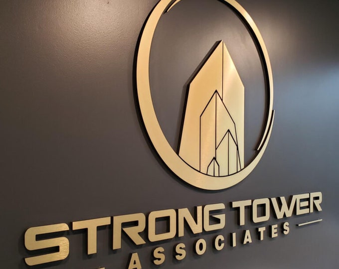 Custom Laser Cut, Clinic Sign, Sign with Raised 3D Design, Business Letter, Eye Doctor Lobby Signage, Reception Logo, Brushed Metal Logo