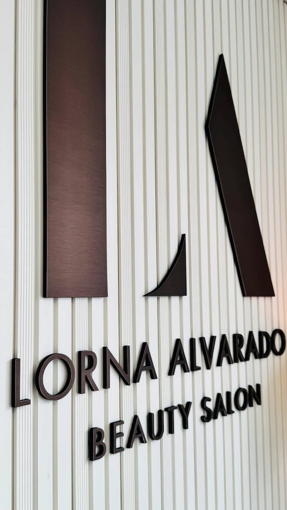 Laser Cut Logo Sign, Copper Color Sign, Rustic Lazer cut Metal Sign, Beauty Salon Sign, 3D Custom Business Sign, Logo With Raised 3D Design