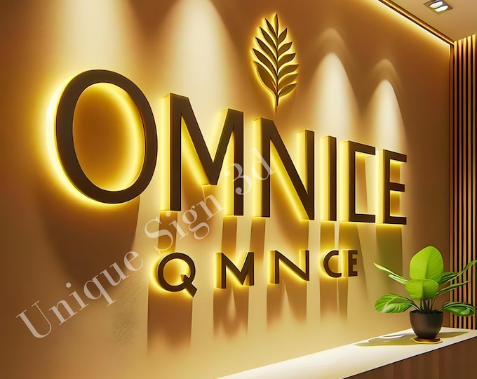 Backlit Logo Sign, Beauty Salon Sign, 3D Business Sign, Business Signboard, Custom Laser Cut, Logo With Raised 3D Design, Dentist Sign