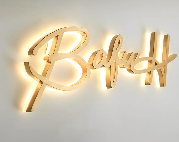 3d backlit sign, 3d led signage, custom outdoor logo, light sign 3d brushed metal 3d business sign 3d custom sign for office 3d led signage